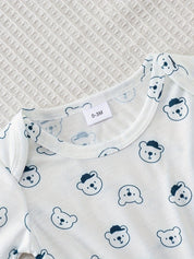 Conjunto Bebê Menino 2 Peças Camiseta Manga Longa Urso e Jardineira Bombazine