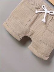 Conjunto 2 Peças Bebê Menino Camiseta Manga Curta e Shorts Musseline