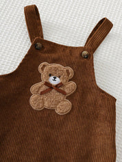 Vestido Avental Bebê Menina Aplique Urso Bordado Laço 001 Vestido Menina 06 Kabannas 