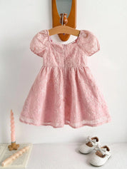 Vestido Bebê Manga Bufante Floral 3D Decote Quadrado 004 Vestido Menina 23 Kabannas 