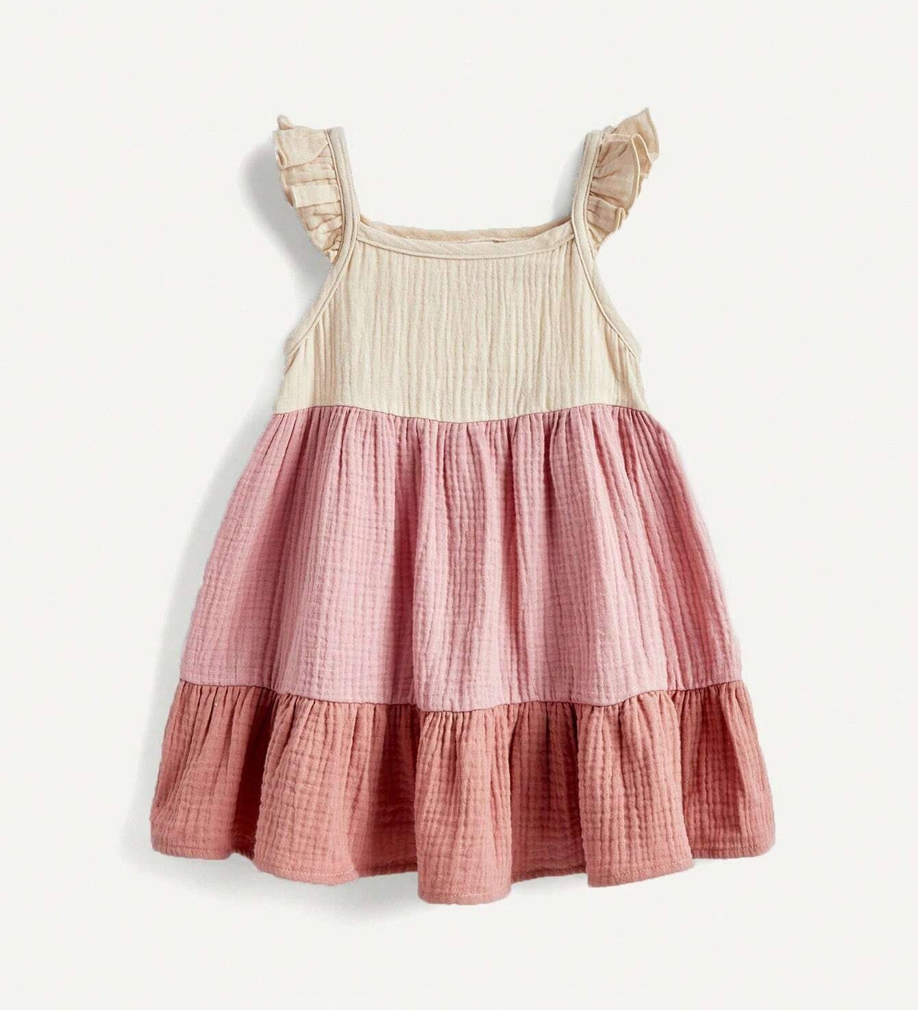 Vestido Bebê Menina Alcinha Musselina 004 Vestido Menina 31 Kabannas Rosa 1-3 Meses 