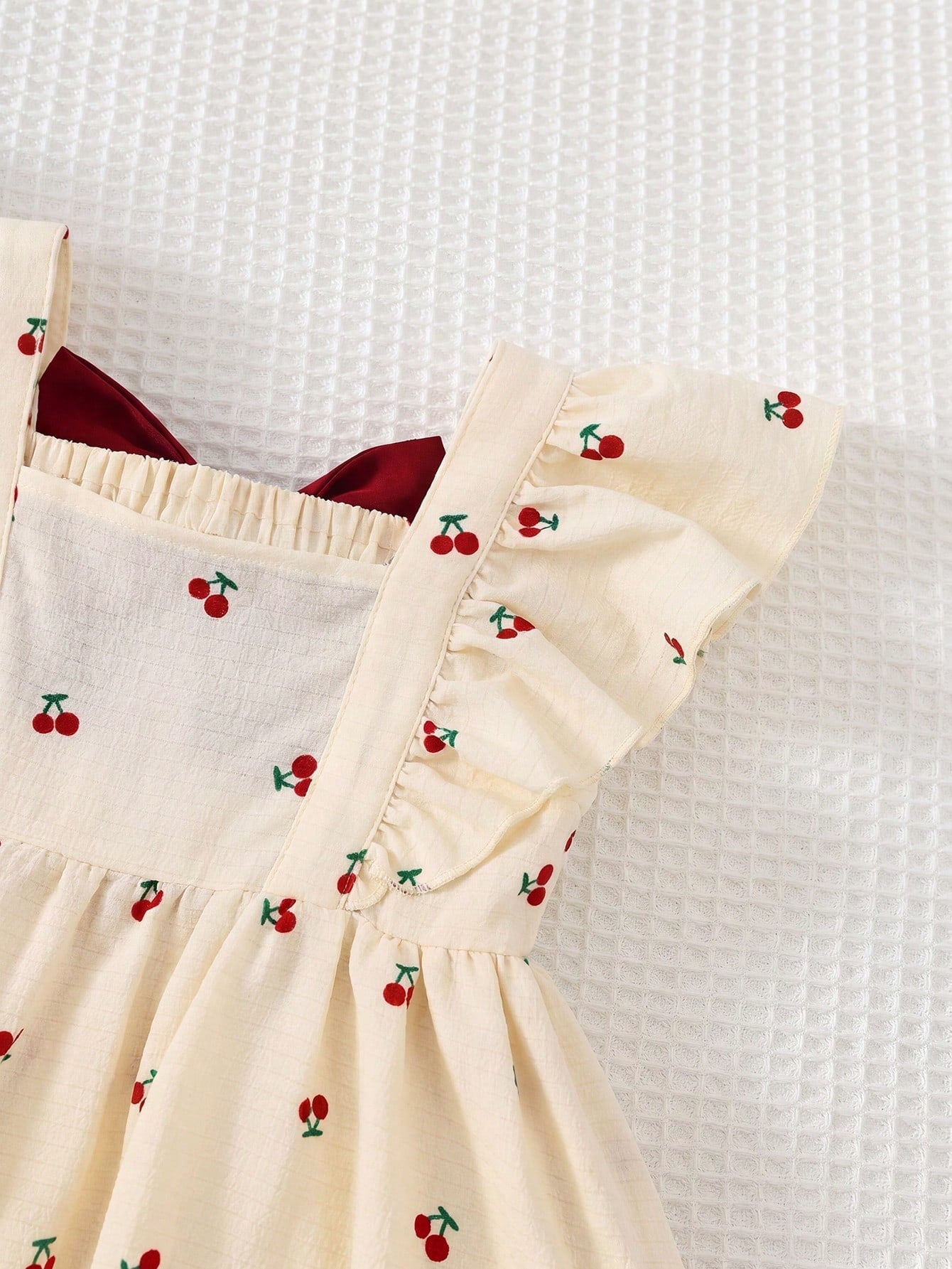 Vestido Bebê Menina Estampa Cereja com Laço Vermelho 003 Vestido Menina 13 Kabannas 
