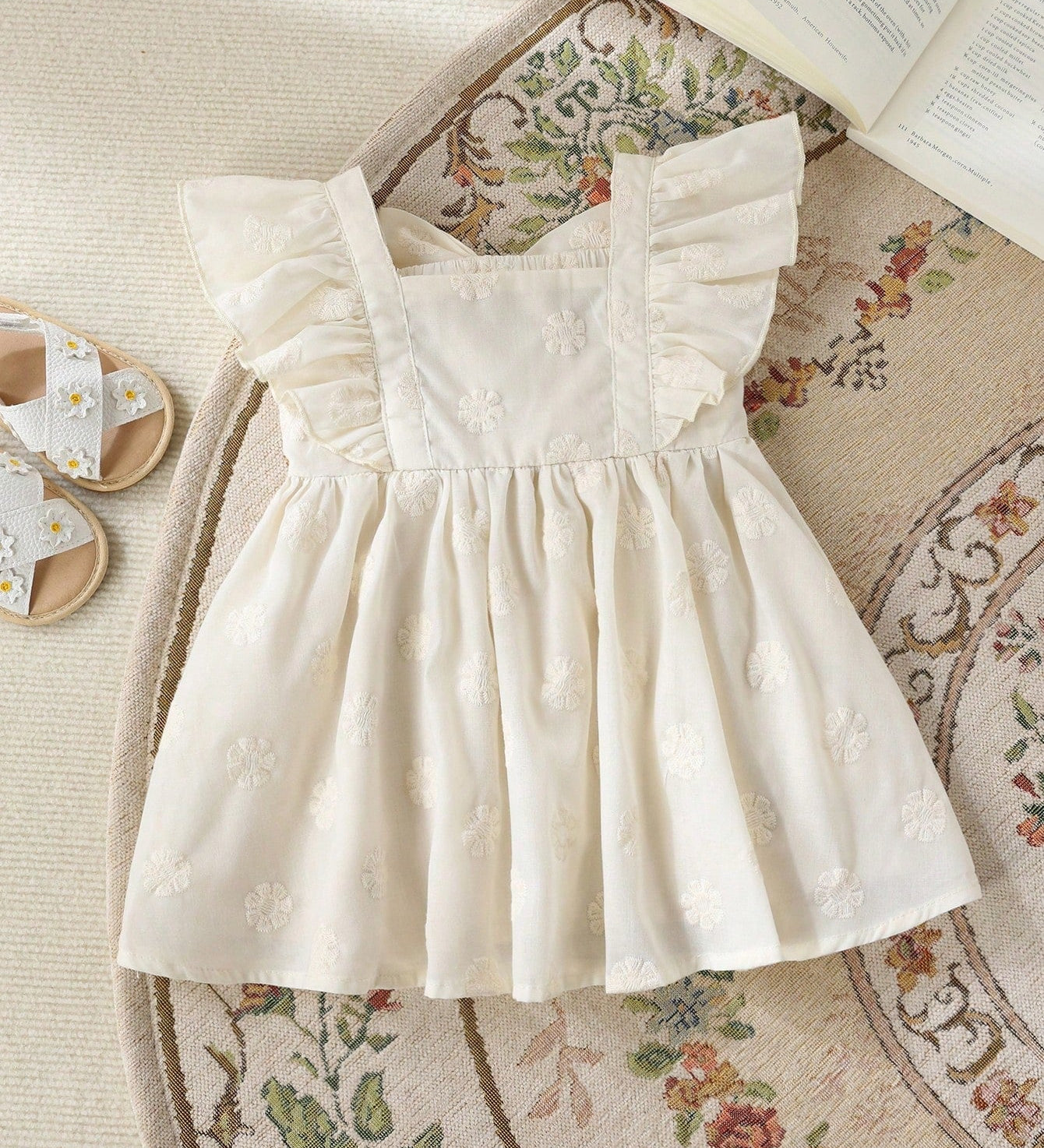 Vestido Bebê Menina Evasê Bordado Floral 004 Vestido Menina 30 Kabannas 