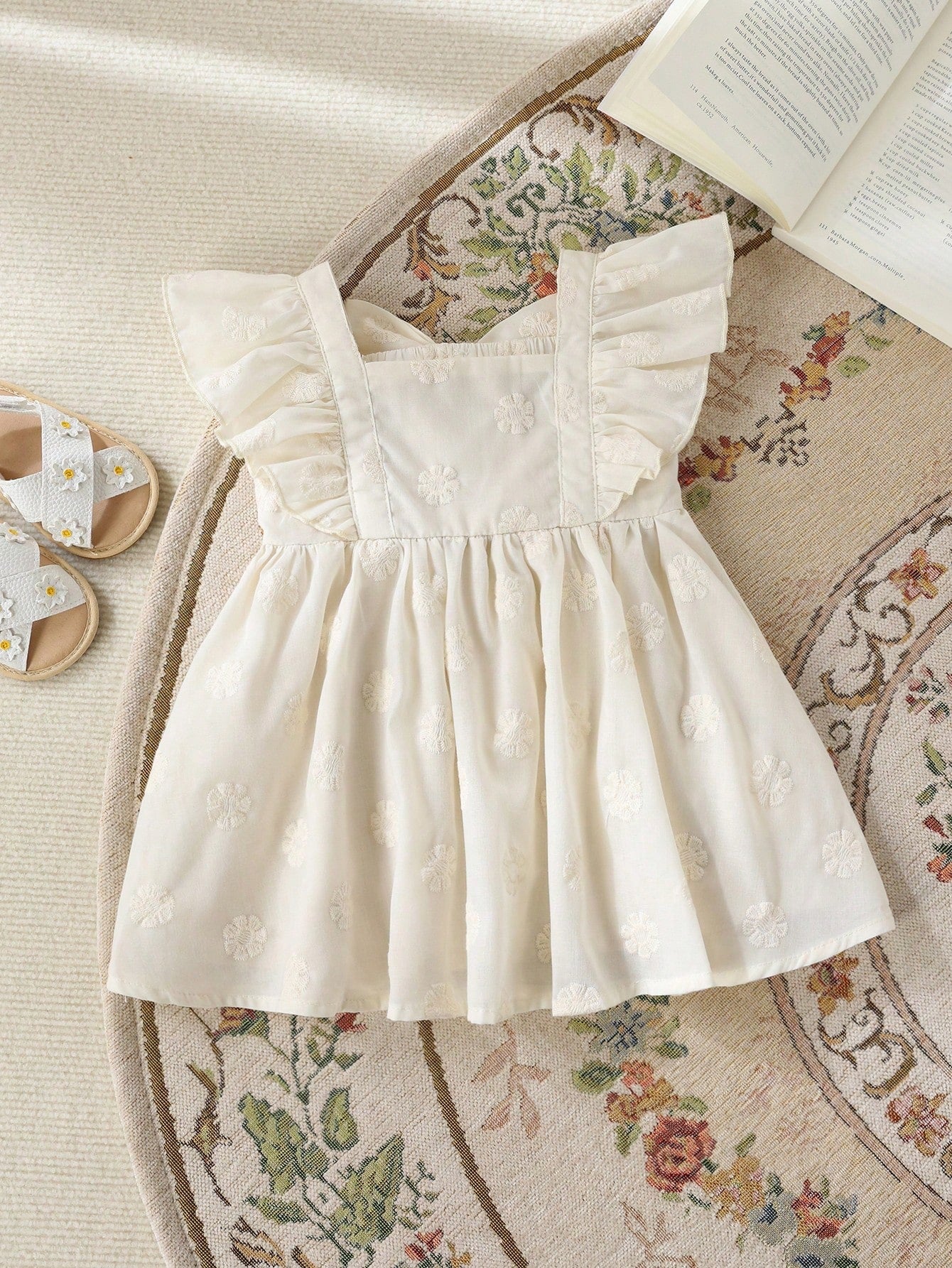 Vestido Bebê Menina Evasê Bordado Floral 004 Vestido Menina 30 Kabannas 