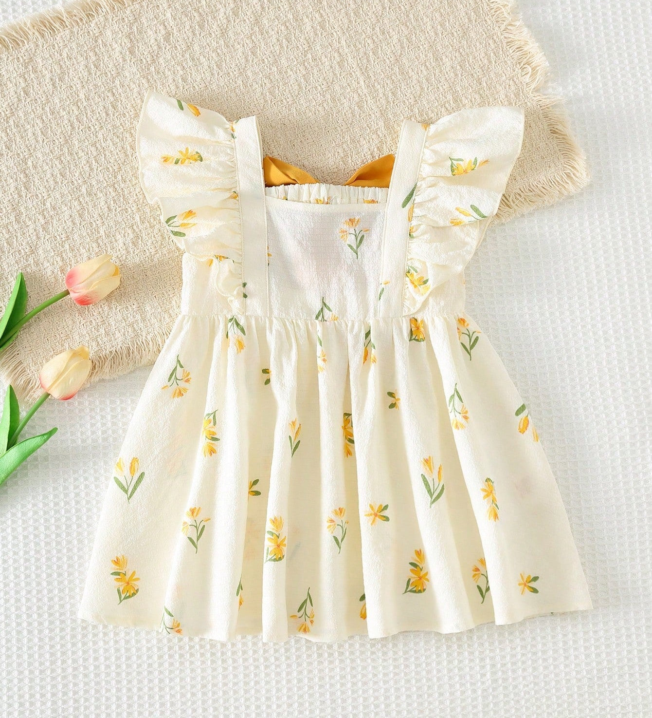Vestido Bebê Menina Floral Manga Borboleta com Laço 004 Vestido Menina 32 Kabannas 