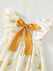 Vestido Bebê Menina Floral Manga Borboleta com Laço 004 Vestido Menina 32 Kabannas 