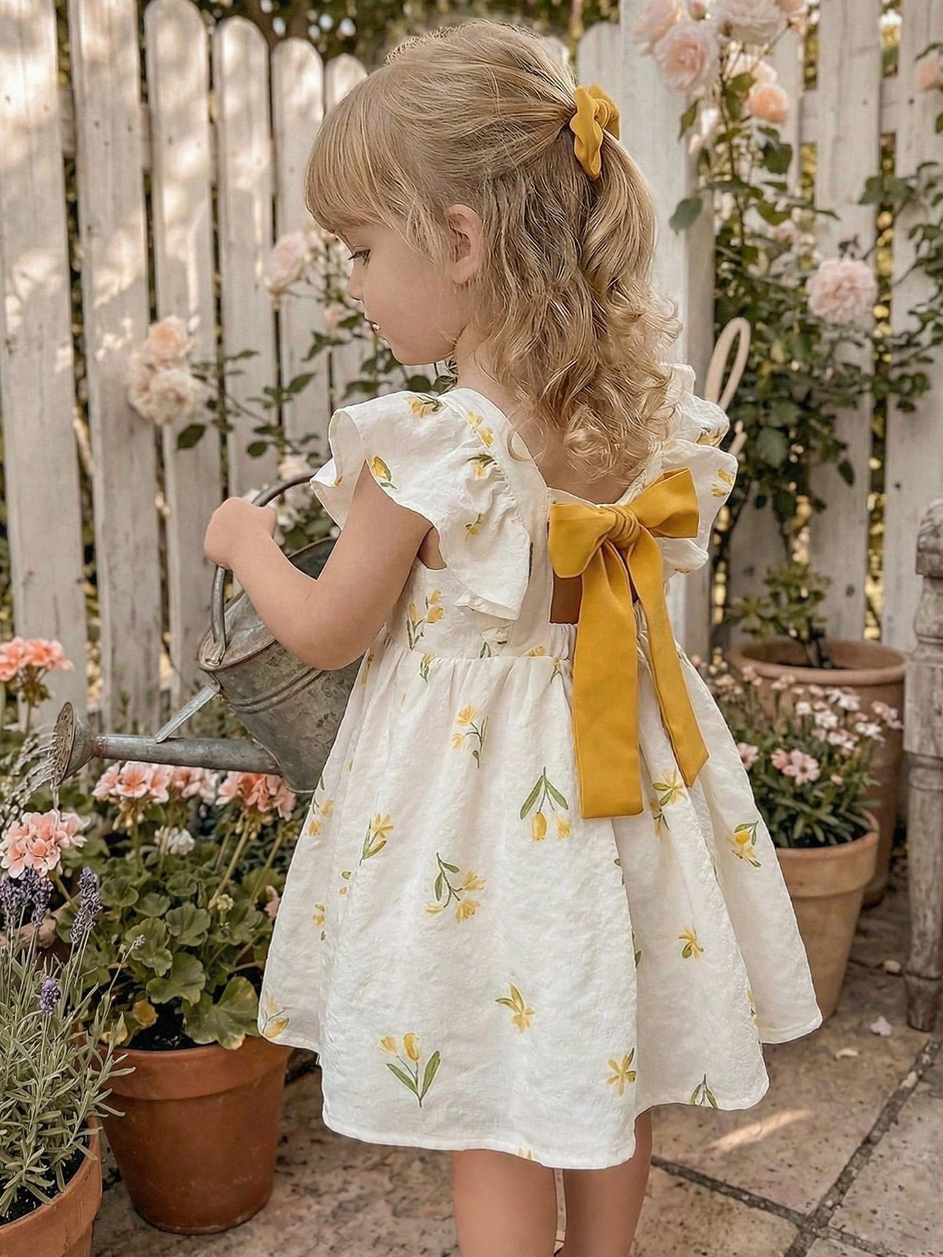 Vestido Bebê Menina Floral Manga Borboleta com Laço 004 Vestido Menina 32 Kabannas 