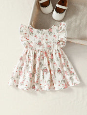 Vestido Bebê Menina Floral Manga Esvoaçante Linha A 004 Vestido Menina 28 Kabannas 