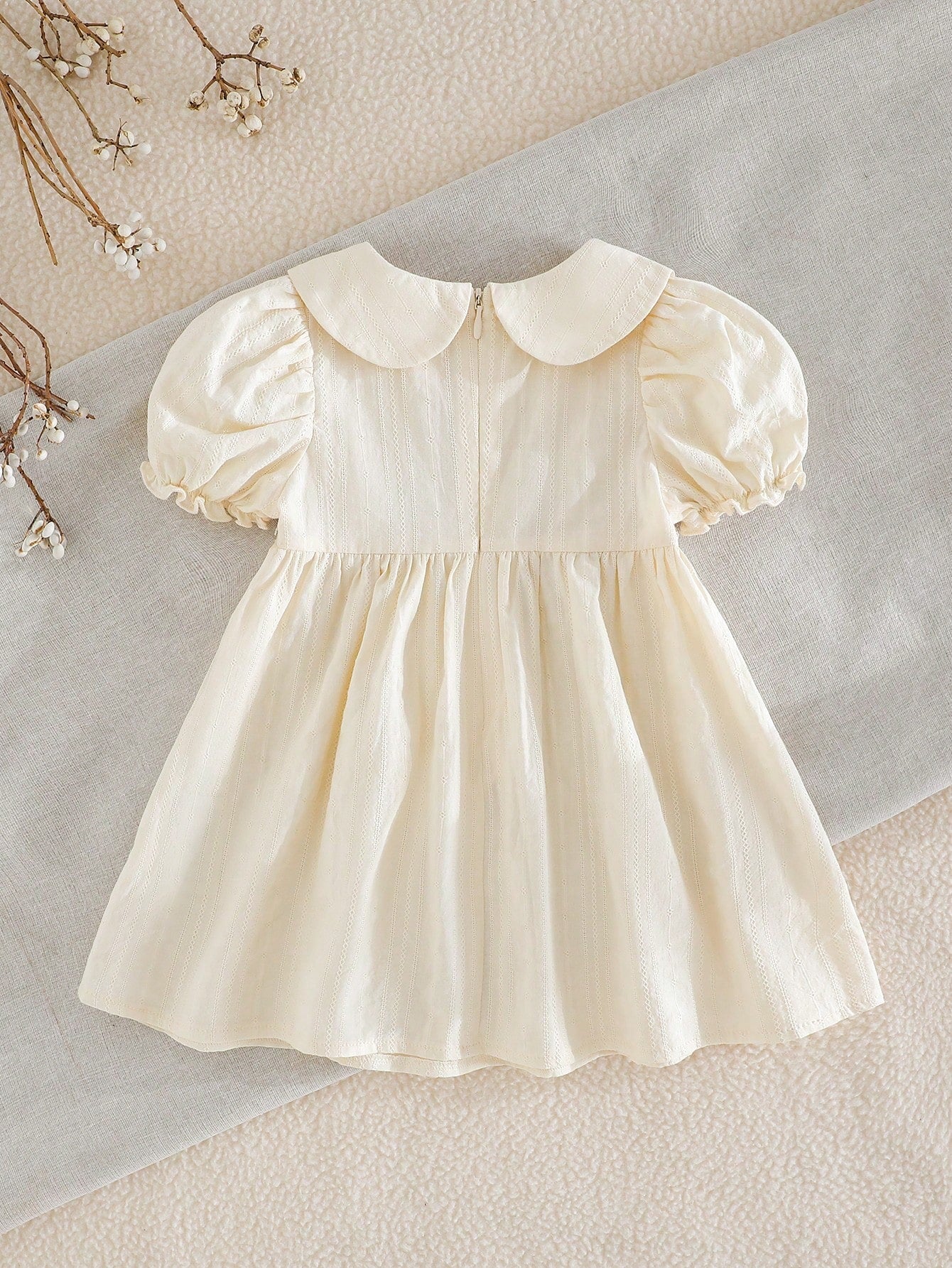 Vestido Bebê Menina Gola Peter Pan Bordado Floral 004 Vestido Menina 27 Kabannas 