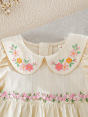 Vestido Bebê Menina Gola Peter Pan Bordado Floral 004 Vestido Menina 27 Kabannas 