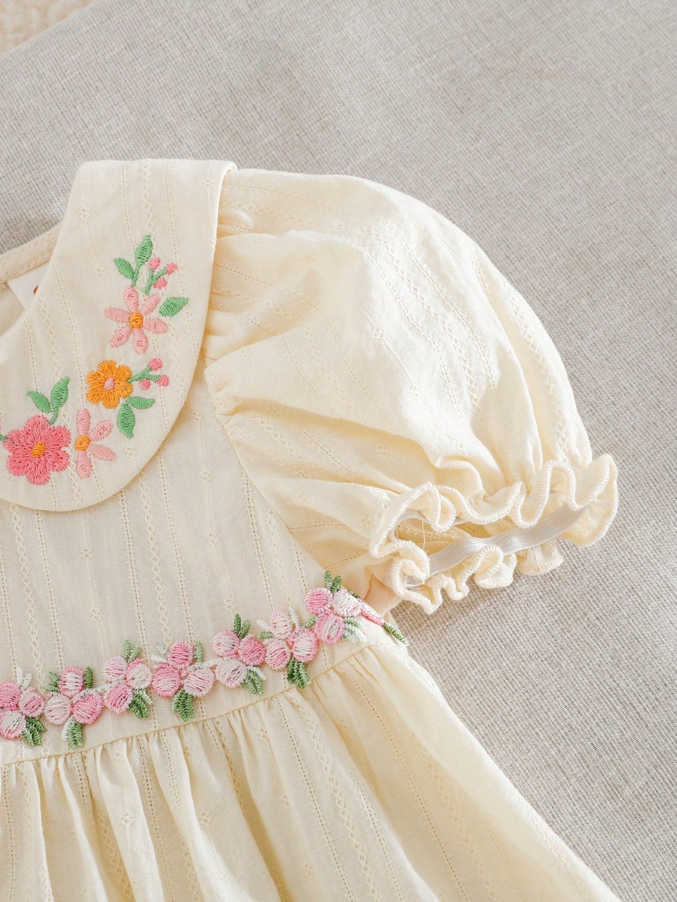 Vestido Bebê Menina Gola Peter Pan Bordado Floral 004 Vestido Menina 27 Kabannas 