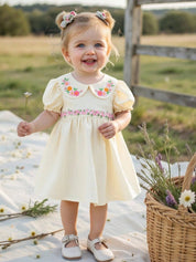 Vestido Bebê Menina Gola Peter Pan Bordado Floral 004 Vestido Menina 27 Kabannas 