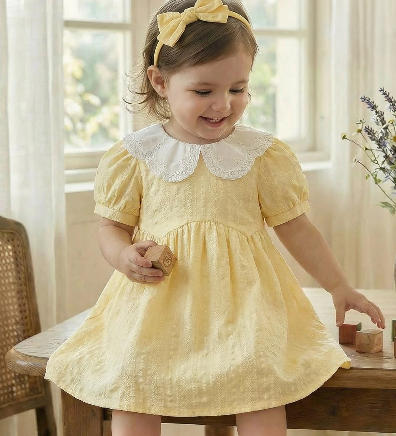 Vestido Bebê Menina Gola Peter Pan Manga Bufante 004 Vestido Menina 22 Kabannas 