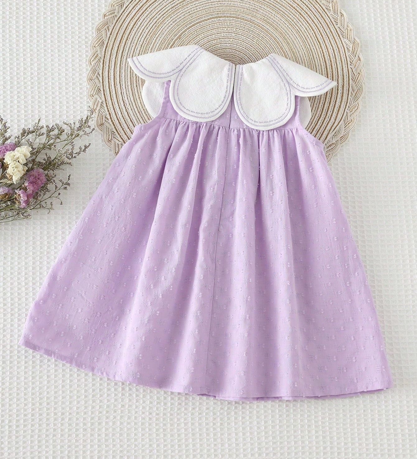 Vestido Bebê Menina Linha A Gola Bordada Floral sem Mangas 003 Vestido Menina 19 Kabannas 