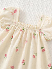 Vestido Bebê Menina Manga Bufante Estampa Floral Tulipa Laço Gola Quadrada 003 Vestido Menina 07 Kabannas 