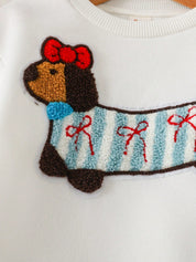 Vestido Bebê Menina Moletom 2 em 1 Dachshund e Saia Xadrez 004 Vestido Menina 24 Kabannas 