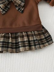 Vestido Bebê Menina Moletom 2 em 1 Saia Xadrez Plissada 004 Vestido Menina 33 Kabannas 