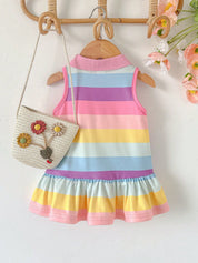 Vestido Bebê Menina Polo Listrado Arco-Íris 003 Vestido Menina 14 Kabannas 