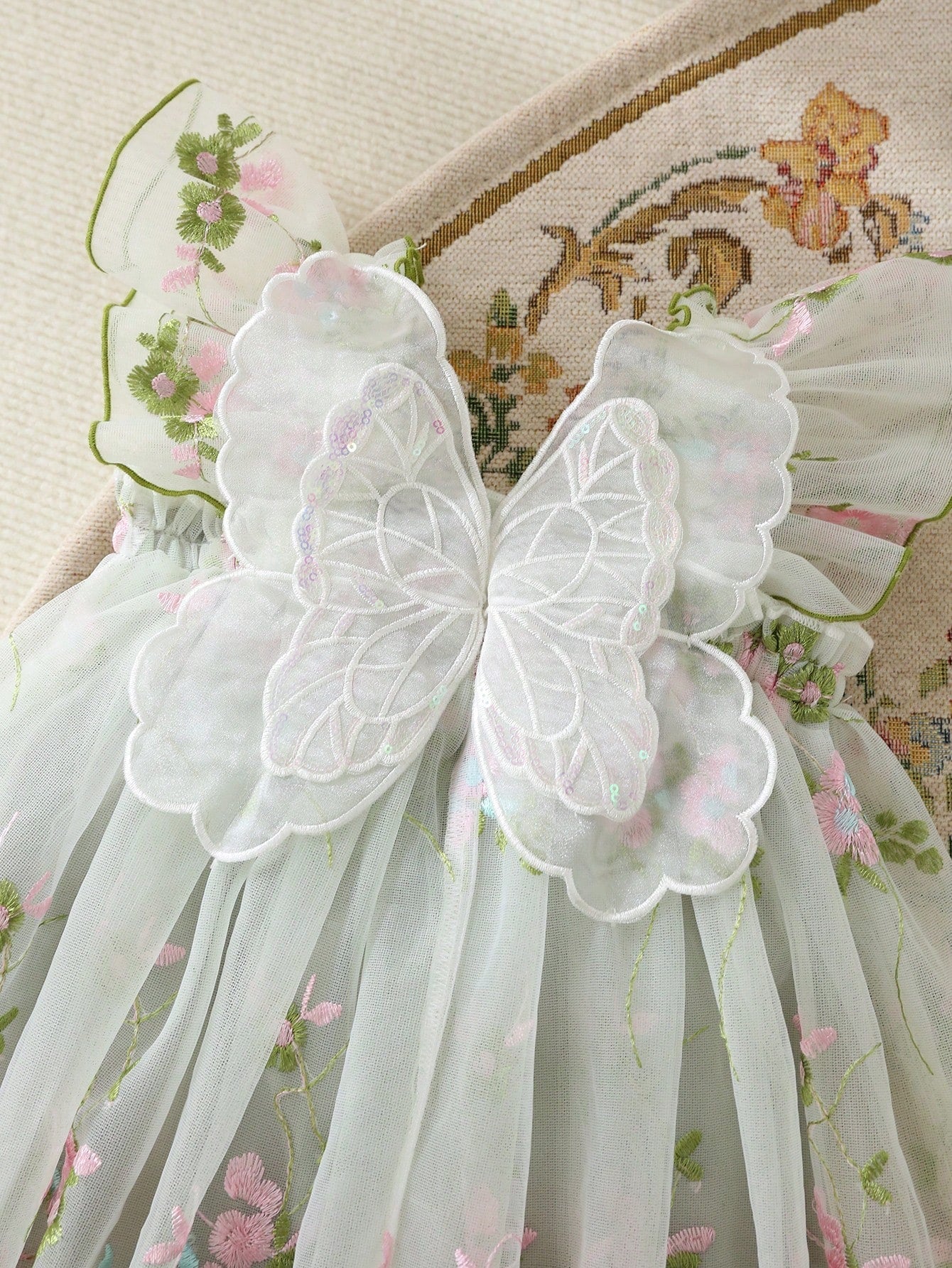 Vestido Bebê Menina Tule Bordado Floral 004 Vestido Menina 34 Kabannas 
