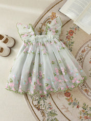 Vestido Bebê Menina Tule Bordado Floral 004 Vestido Menina 34 Kabannas 