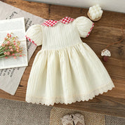 Vestido de Bebê Menina com Gola de Boneca e Manga Puff Vestido Menina 12 Kabannas 