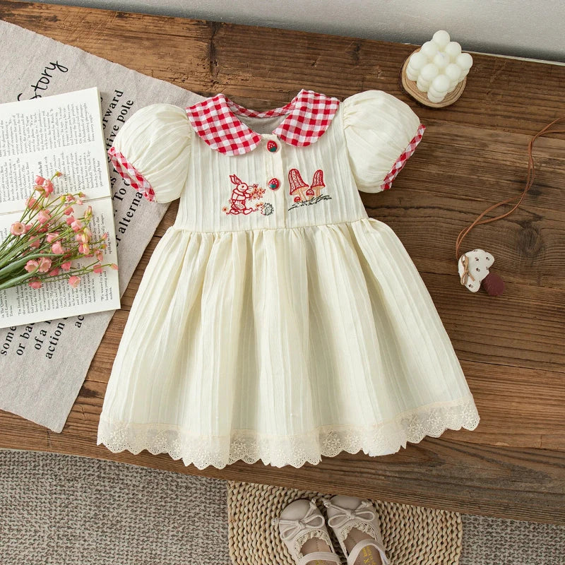 Vestido de Bebê Menina com Gola de Boneca e Manga Puff Vestido Menina 12 Kabannas 9-12 Meses 