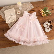 Vestido de Bebê Menina Floral com Babados Vestido Menina 09 Kabannas Rosa 9-12 Meses 