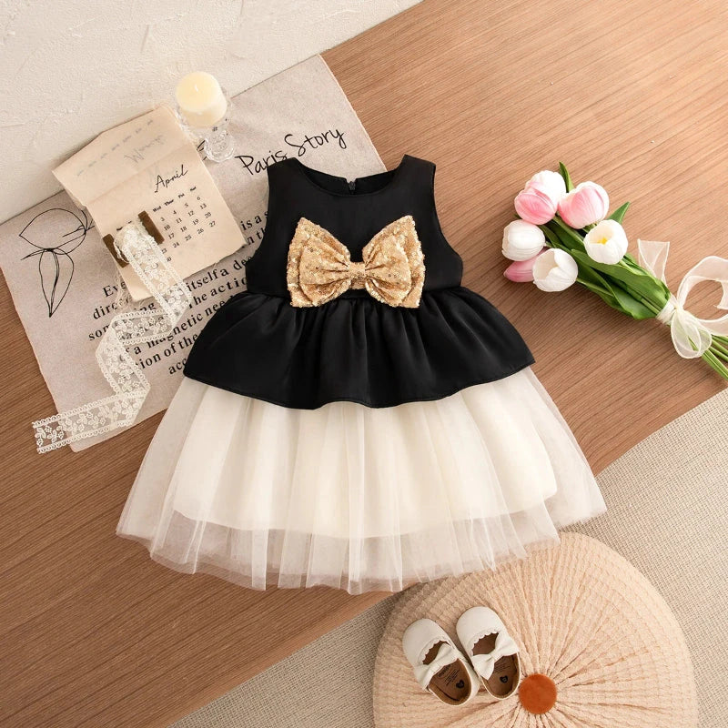 Vestido de Princesa para Meninas com Laço e Lantejoulas Vestido Menina 15 Kabannas 12-18 Meses 