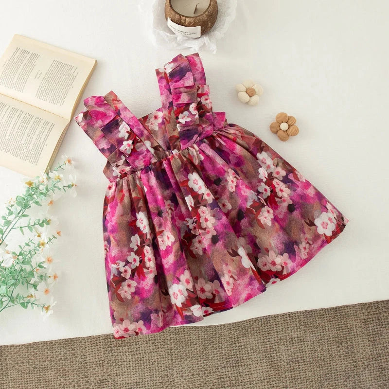 Vestido Floral de Verão para Meninas Vestido Menina 13 Kabannas Rosa floral 9-12 Meses 