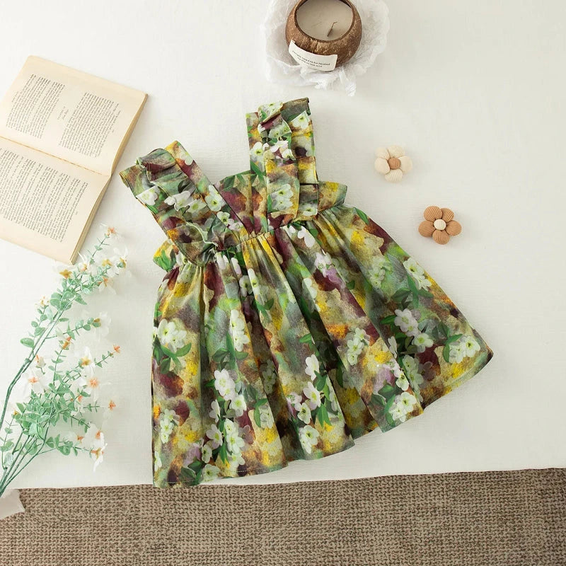 Vestido Floral de Verão para Meninas Vestido Menina 13 Kabannas Verde 9-12 Meses 