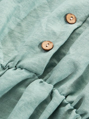 Vestido Gestante e Amamentação Midi Manga Longa com Botões e Faixa - Verde sálvia