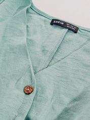 Vestido Gestante e Amamentação Midi Manga Longa com Botões e Faixa - Verde sálvia