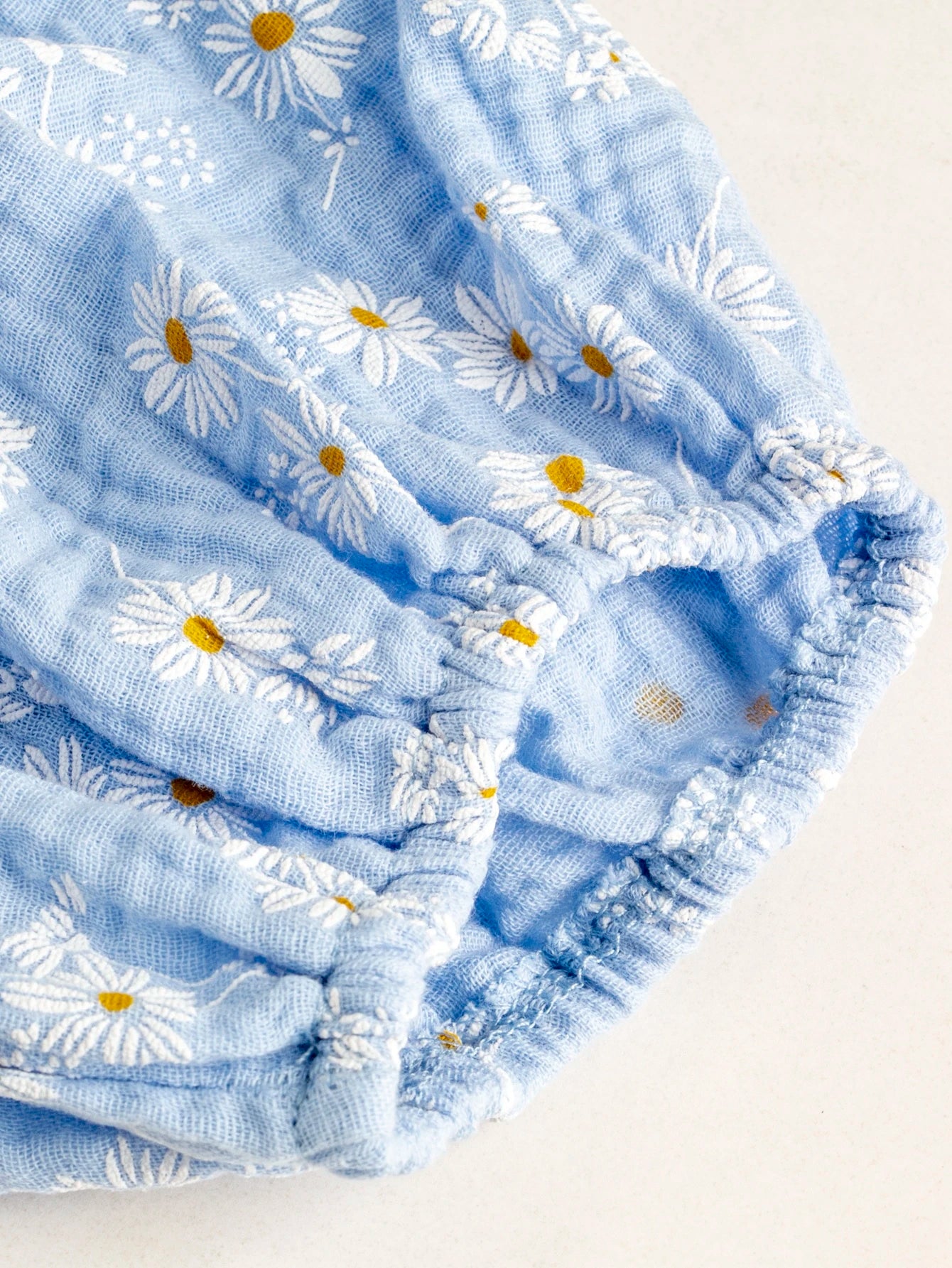 Vestido Gestante Longo Floral de Algodão com Decote V e Manga Bufante - Azul claro floral