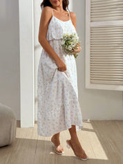 Vestido gestante midi floral branco