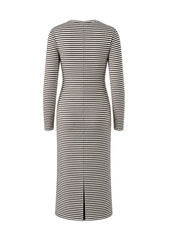 Vestido Gestante Midi Listrado Manga Longa com Amarração Lateral - Café e branco
