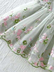 Vestido Infantil Bebê Menina Tule Bordado Floral Manga Borboleta Laço 001 Vestido Menina 05 Kabannas 