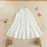 Vestido Infantil Branco de Verão com Recortes Delicados Moda Vintage Infantil 43 Kabannas 