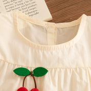 Vestido Infantil de Verão com Estampa de Cerejas e Babados Vestido Menina 14 Kabannas 