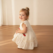 Vestido Infantil de Verão com Estampa de Cerejas e Babados Vestido Menina 14 Kabannas 