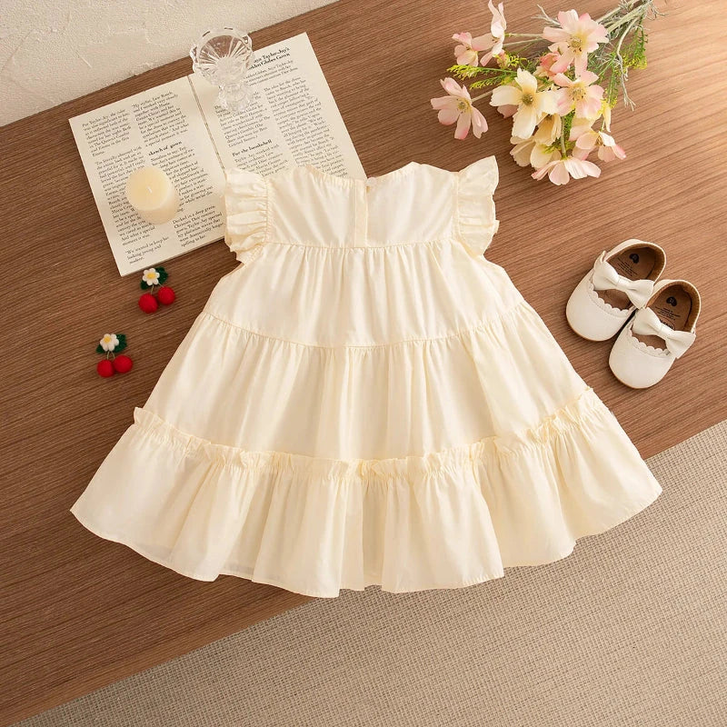 Vestido Infantil de Verão com Estampa de Cerejas e Babados Vestido Menina 14 Kabannas 