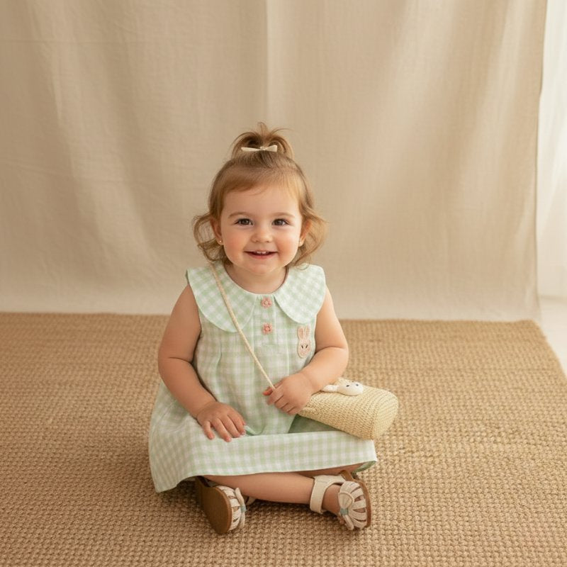 Vestido Infantil de Verão com Gola de Boneca e Bolsa Vestido Menina 19 Kabannas 