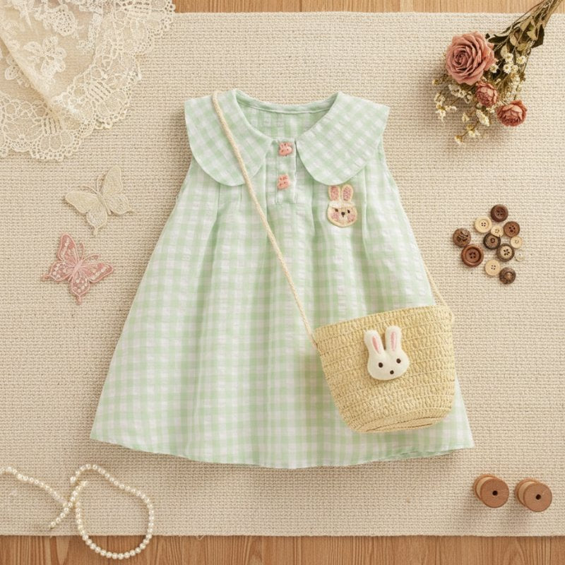 Vestido Infantil de Verão com Gola de Boneca e Bolsa Vestido Menina 19 Kabannas 