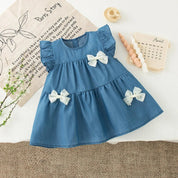 Vestido Infantil de Verão com Laços para Meninas Vestido Menina 17 Kabannas 9-12 Meses 