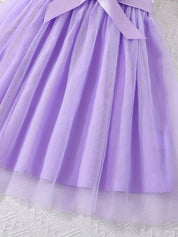 Vestido Infantil Feminino Floral com Saia de Tule e Laço Manga Borboleta Vestido Infantil 05 Kabannas 