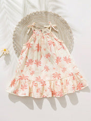 Vestido Infantil Menina Frente Única Estampa Tropical Coqueiro 005 Vestido Menina 03 Kabannas 