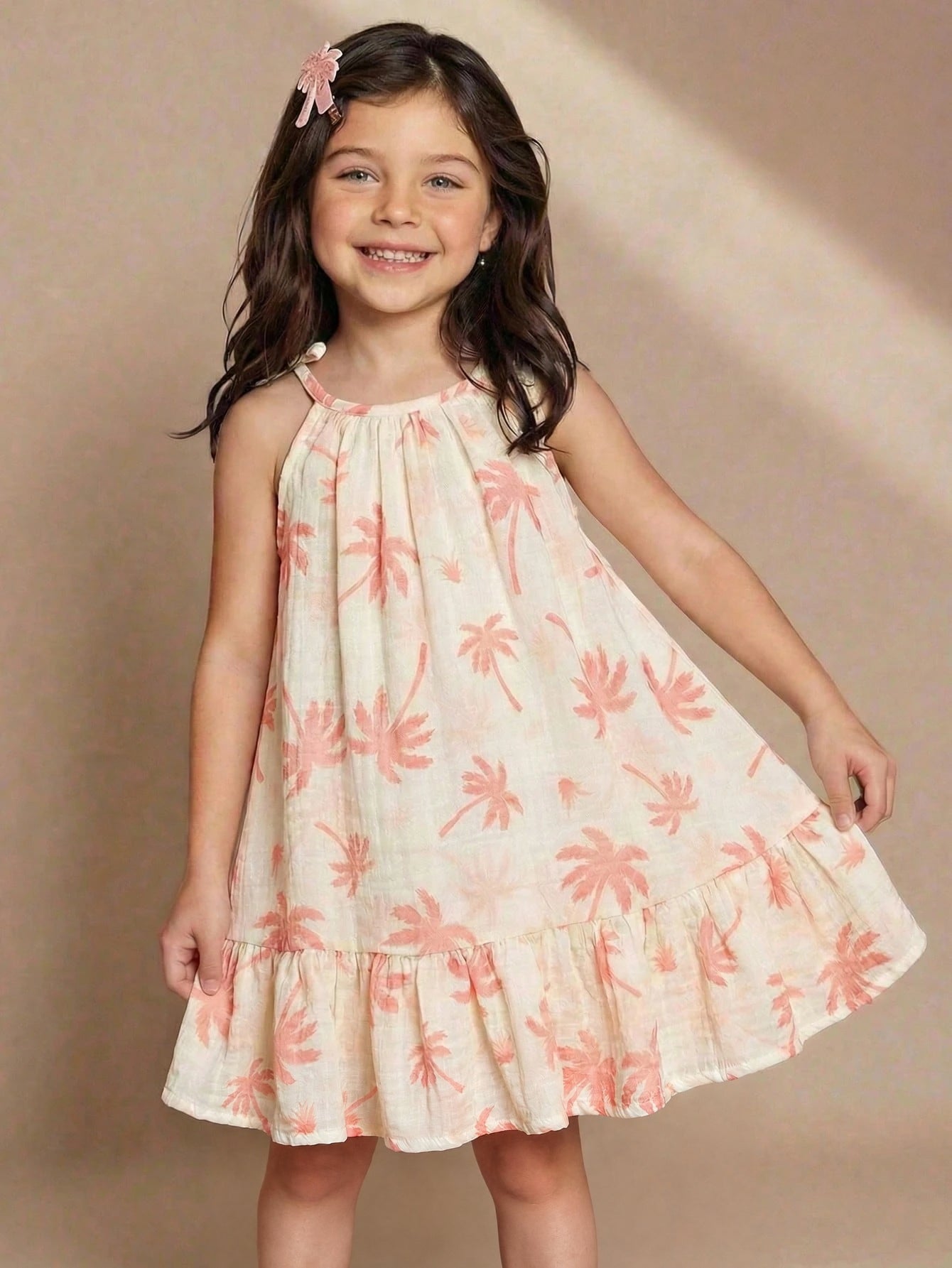 Vestido Infantil Menina Frente Única Estampa Tropical Coqueiro 005 Vestido Menina 03 Kabannas Multicolorido 4 Anos 