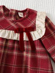 Vestido Infantil Menina Xadrez com Laço de Veludo 004 Vestido Menina 26 Kabannas 