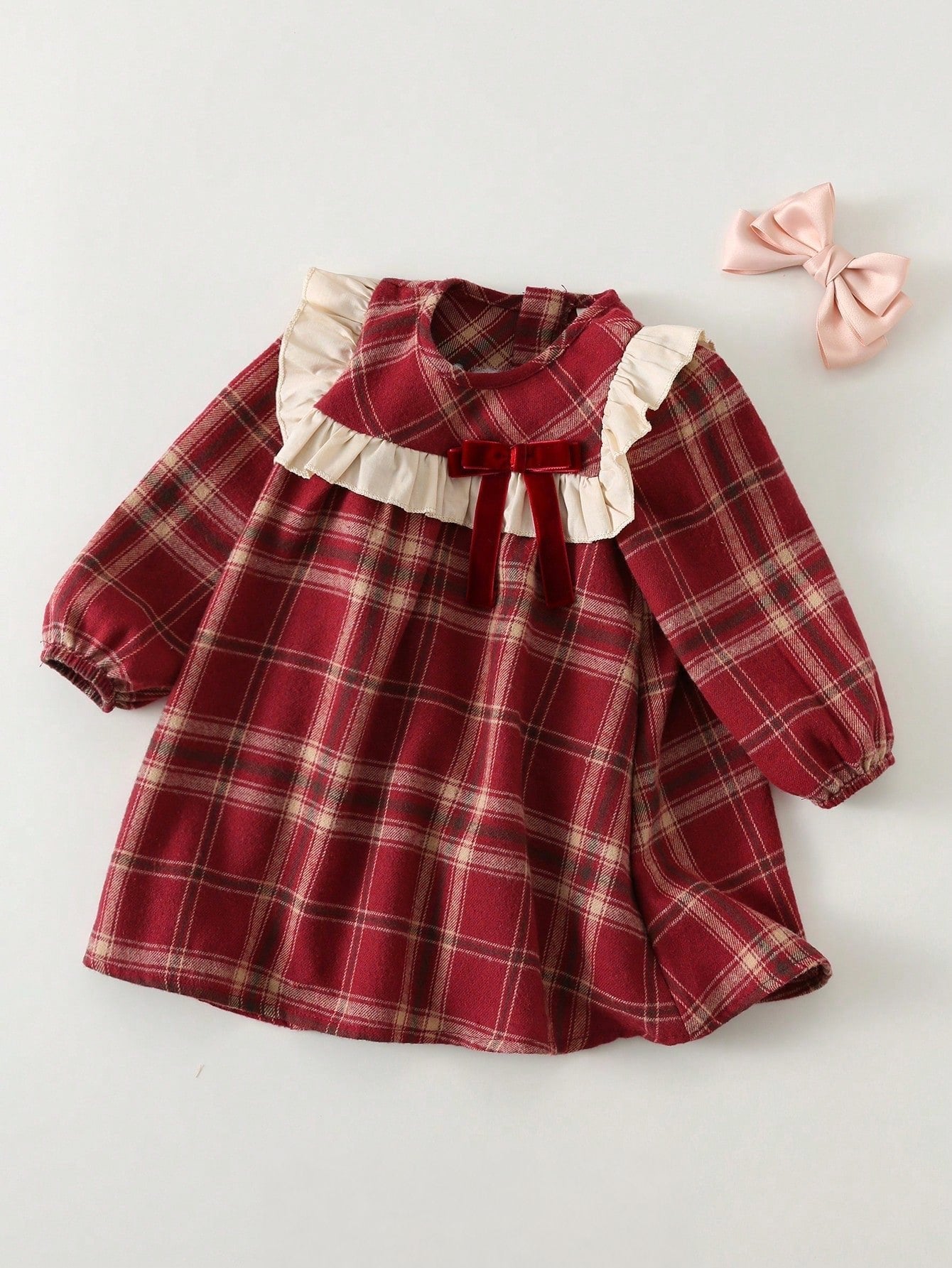 Vestido Infantil Menina Xadrez com Laço de Veludo 004 Vestido Menina 26 Kabannas 