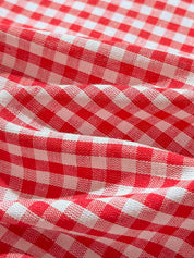 Vestido Infantil Menina Xadrez Vichy Crochê Morango com Alcinha - Vermelho