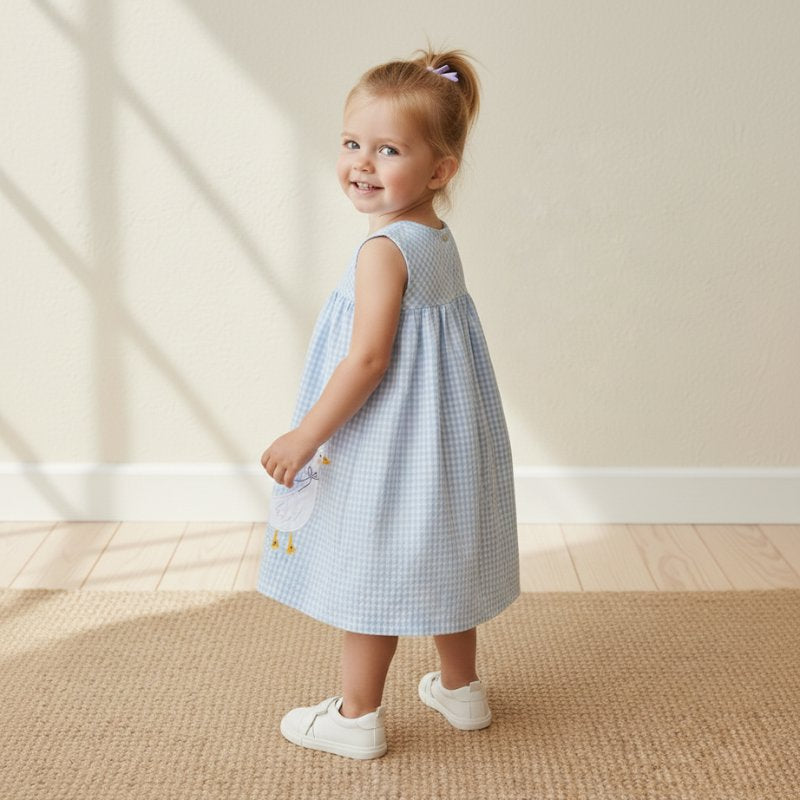 Vestido Infantil Vintage - Patos e Treliça em Algodão Moda Vintage Infantil 35 Kabannas 